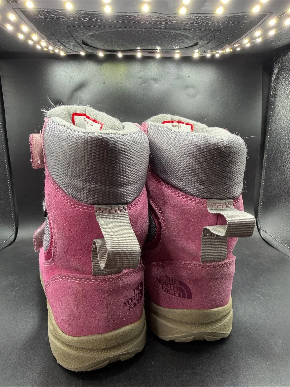 The North Face Pink and Gray Kids Insulated Boots